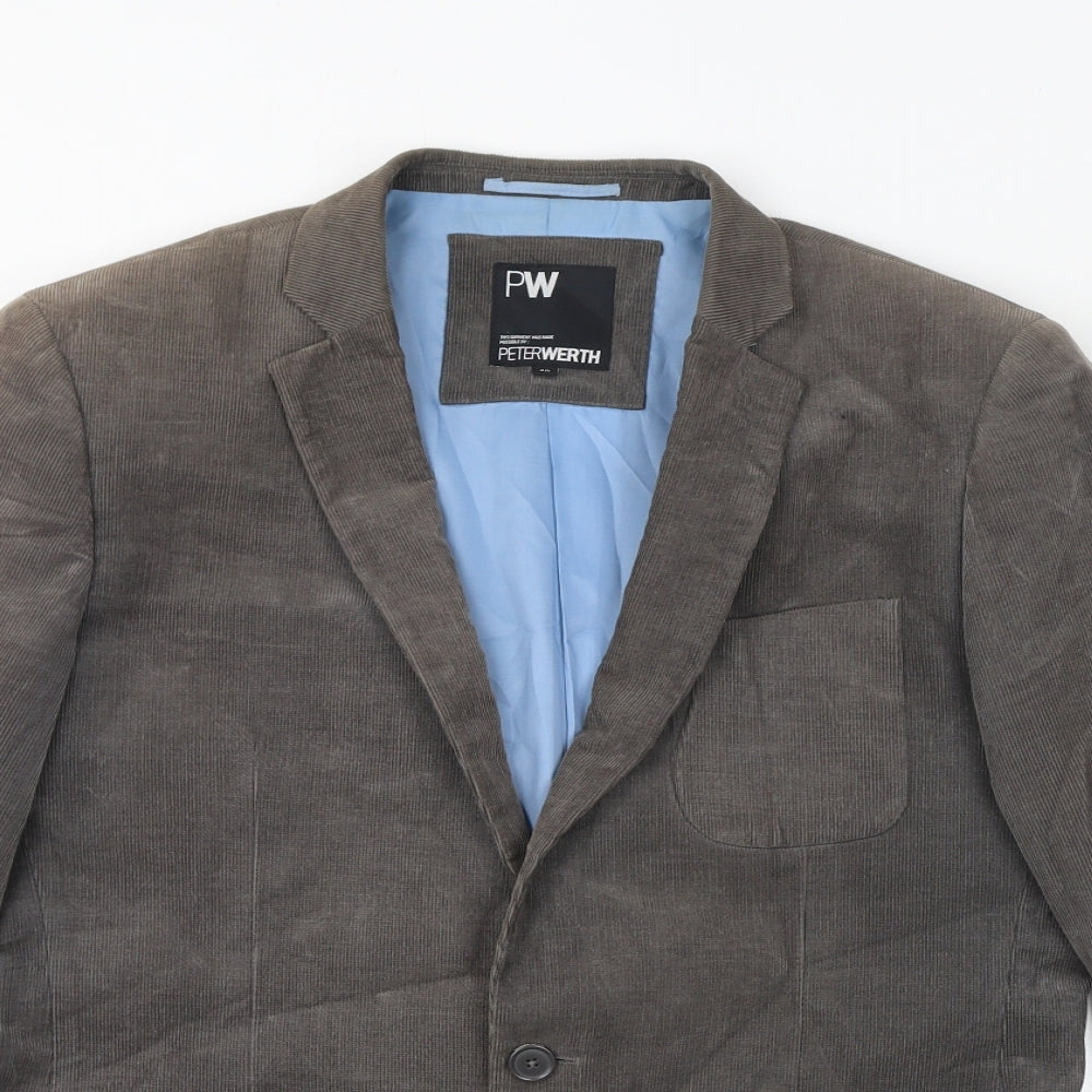Peter Werth Mens Brown Cotton Jacket Blazer Size 40 Regular