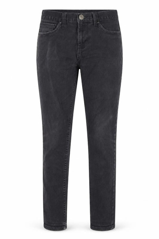 Front view of Denim & Co. women’s grey cotton skinny jeans, size UK 30, in, 32-inch leg regular zip