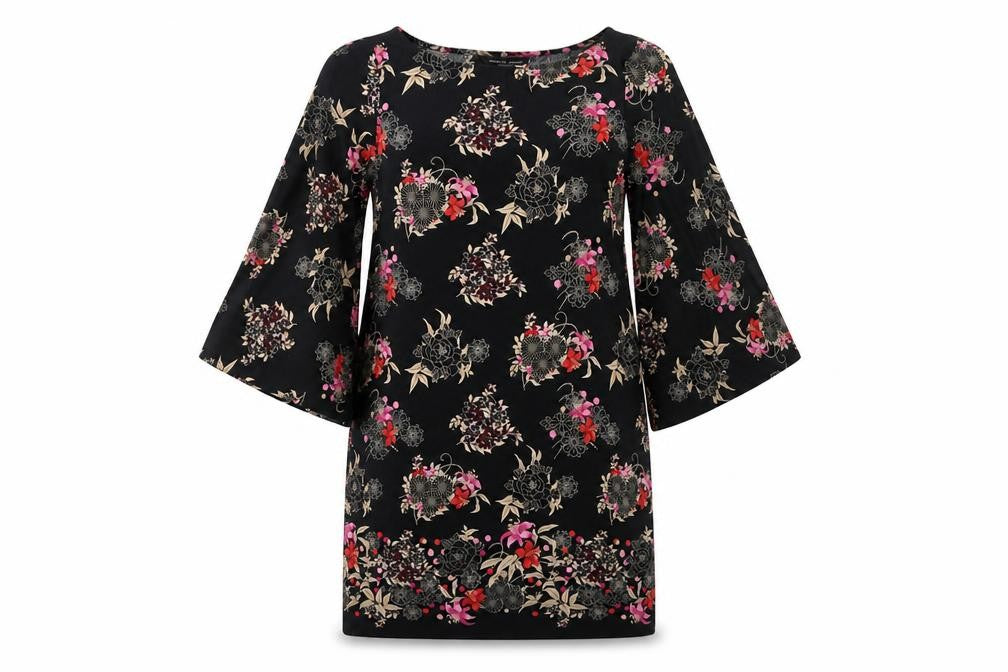 Dorothy Perkins Womens Black Floral Polyester Bodycon Size 12 Round Neck Pullover