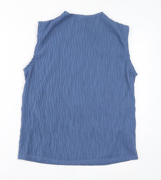 Dazy Womens Blue Polyester Basic Tank Size 3XL Round Neck