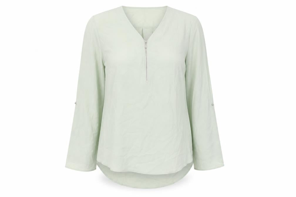 Et Vous Womens Green Polyester Basic Blouse Size 10 V-Neck