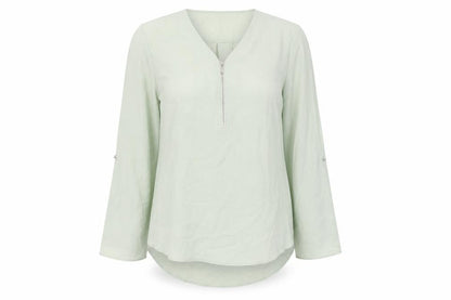 Et Vous Womens Green Polyester Basic Blouse Size 10 V-Neck
