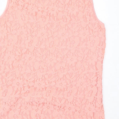 PARAMOUR Womens Pink Polyester Basic Tank Size M Round Neck