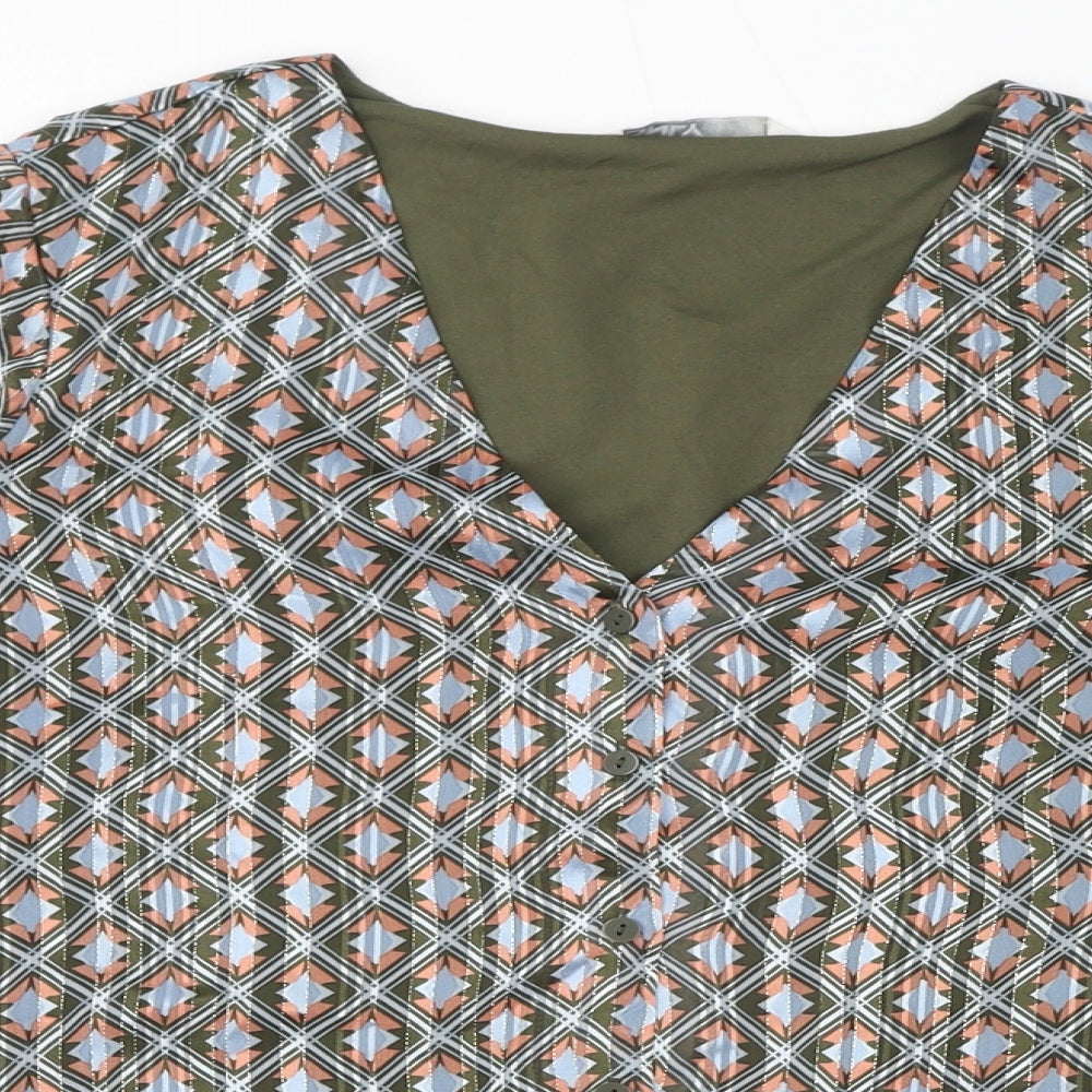 Only Womens Green Polyester Basic Blouse Size S V-Neck - Sparkle