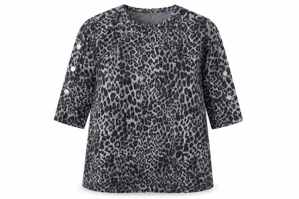 Yours Womens Grey Animal Print Polyester Basic Blouse Size 16 Round Neck - Leopard Print