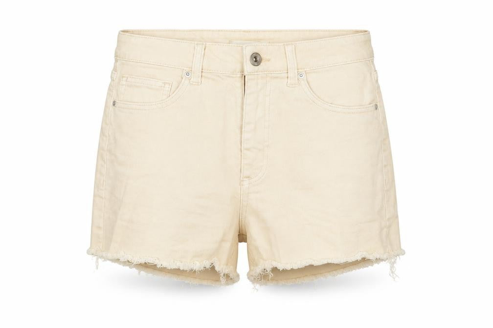 H&M Womens Beige Cotton Basic Shorts Size 8 L3 in Regular Zip - Pockets