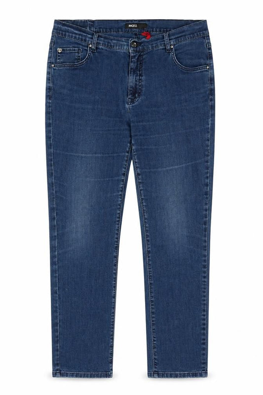 Angels Womens Blue Cotton Straight Jeans Size 34 in L29 in Regular Zip - Pockets, Studded