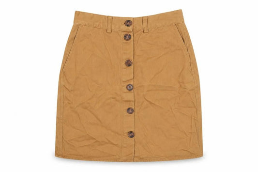 River Island Womens Brown Cotton A-Line Skirt Size 8 Button - Pockets, Belt Loops