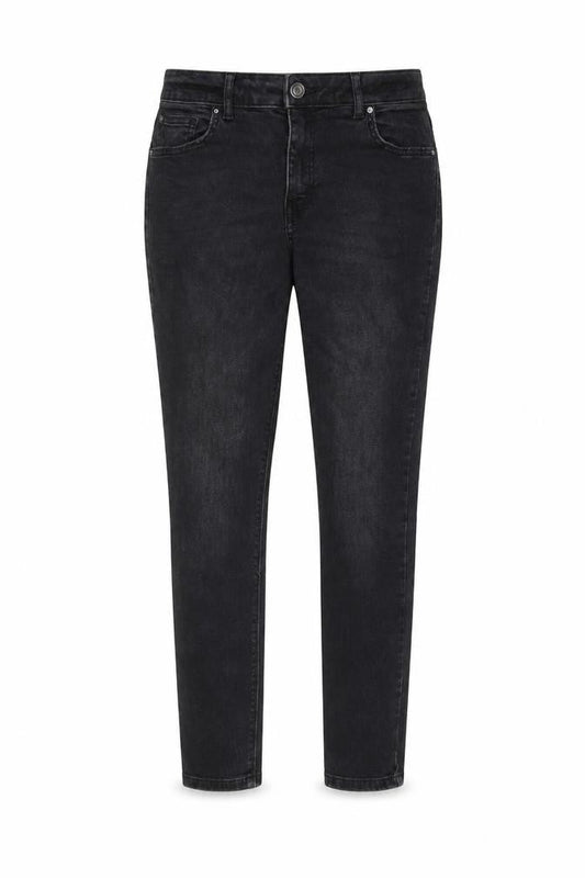 Front view of Denim & Co. women’s grey cotton skinny jeans, size UK 14, 25-inch leg regular zip - pockets