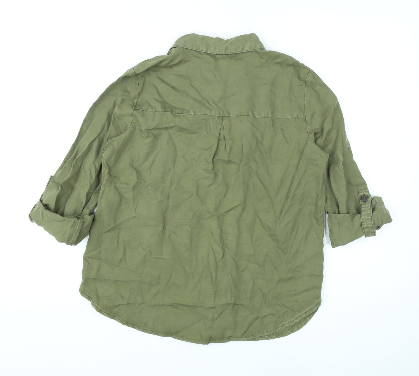 Only Womens Green Lyocell Basic Button-Up Size XS Collared