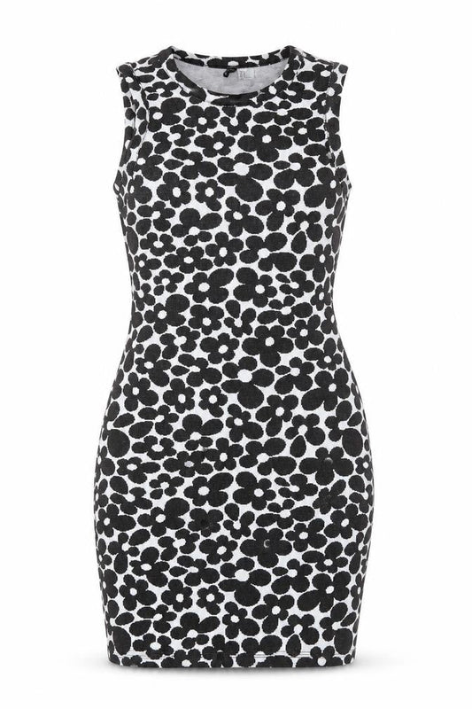 Divided by H&M Womens Black Floral Polyester Bodycon Size M Round Neck Pullover