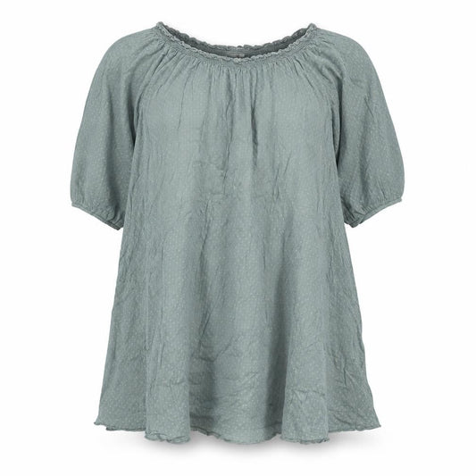 Seasons Womens Grey Polka Dot Cotton A-Line Size L Round Neck Pullover