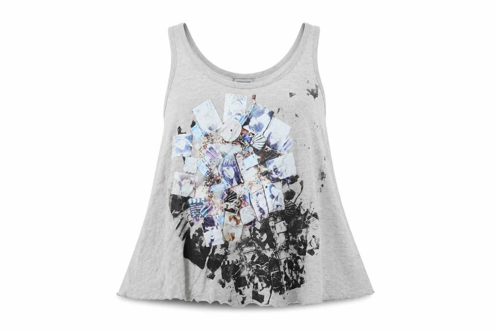 NMG Jeans Womens Grey Polyester Basic Tank Size S Scoop Neck - Photo Prints