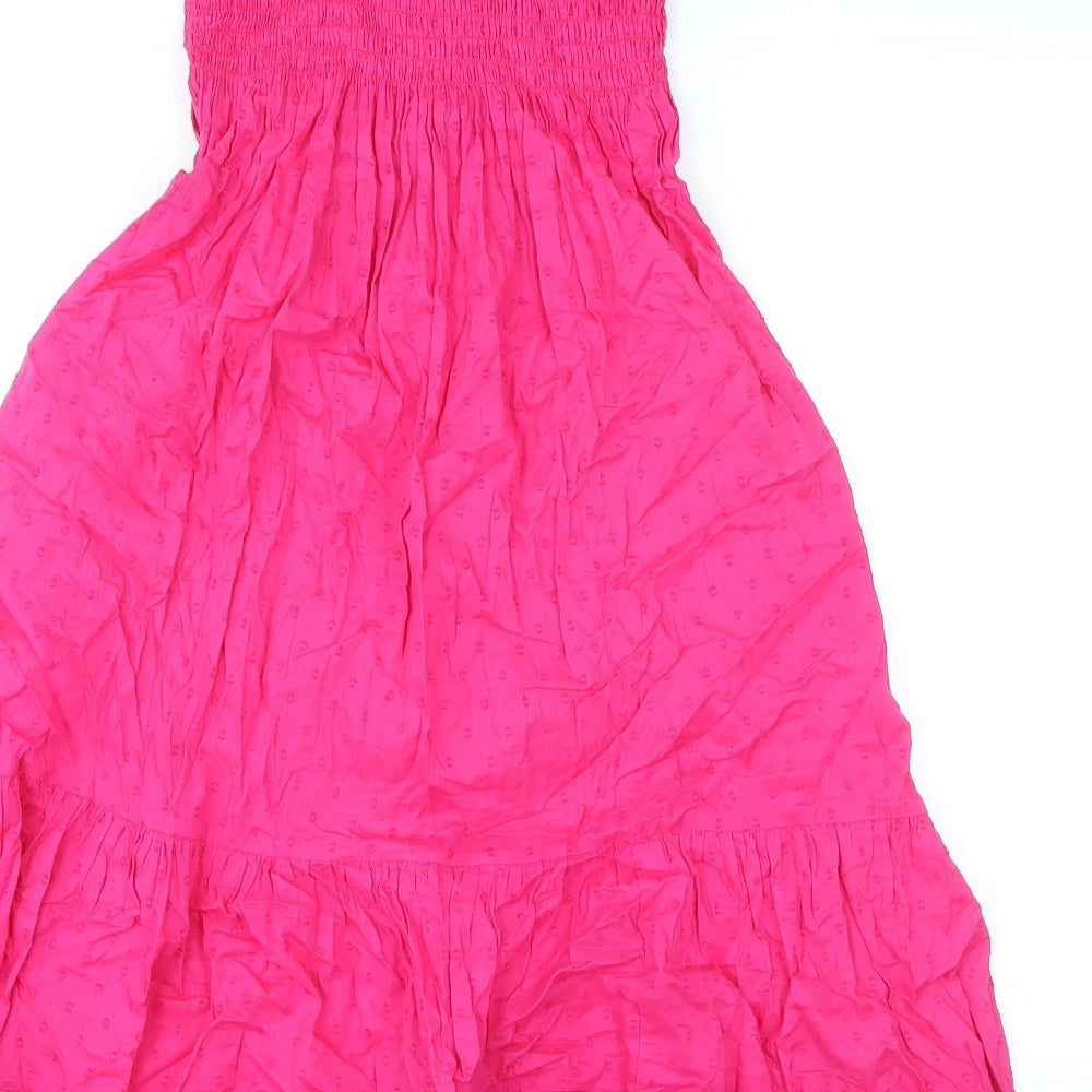 Marks and Spencer Womens Pink Polka Dot Cotton A-Line Size S Off the Shoulder Pullover