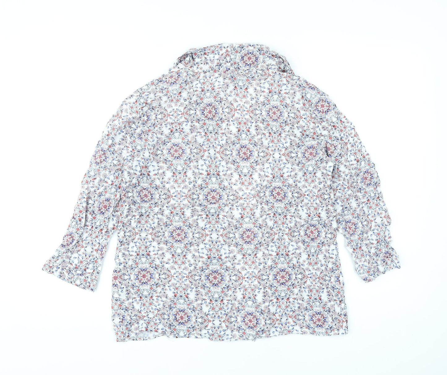 New Look Womens White V-Neck Floral Viscose Cardigan Jumper Size 12