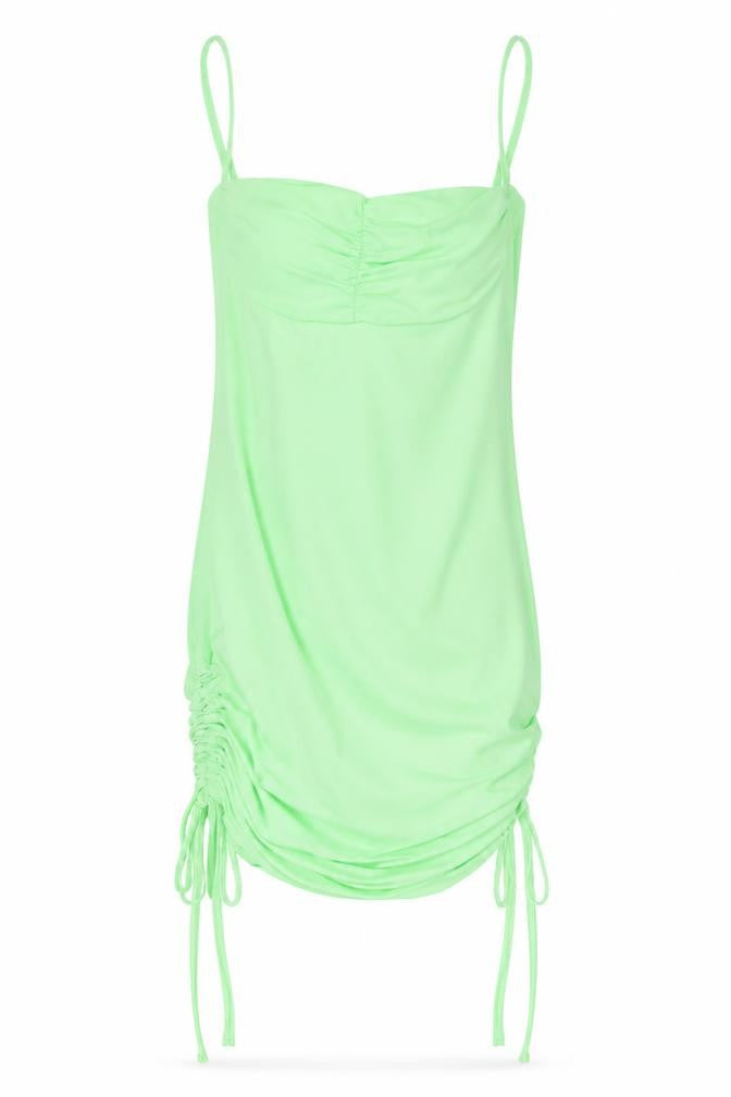 PRETTYLITTLETHING Womens Green Polyester Bodycon Size 10 Square Neck Pullover - Ruched