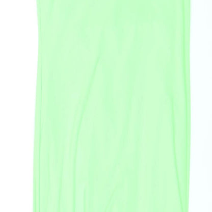 PRETTYLITTLETHING Womens Green Polyester Bodycon Size 10 Square Neck Pullover - Ruched