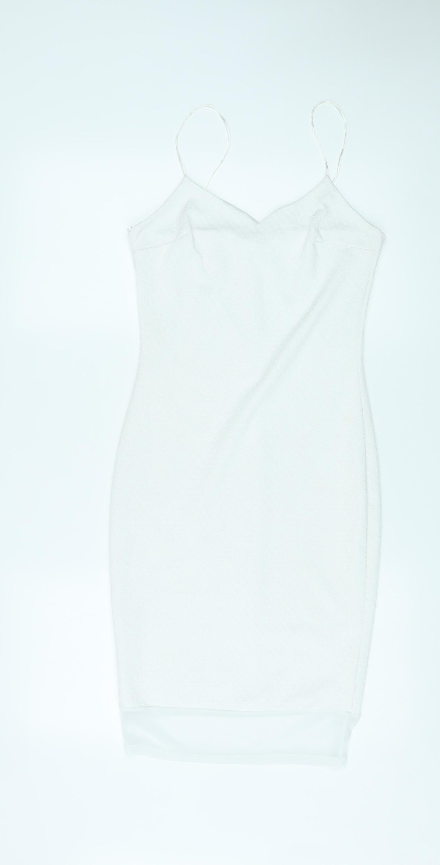 River Island Womens White Polyester Bodycon Size 8 V-Neck Pullover