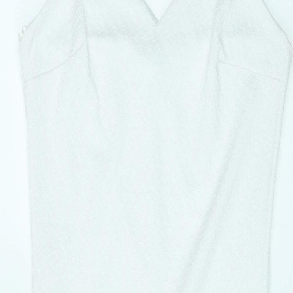 River Island Womens White Polyester Bodycon Size 8 V-Neck Pullover