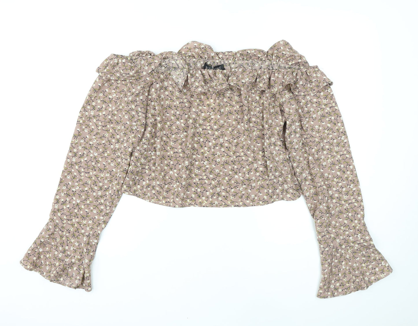 In the Style Womens Pink Floral Polyester Basic Blouse Size 16 Off the Shoulder - Frills