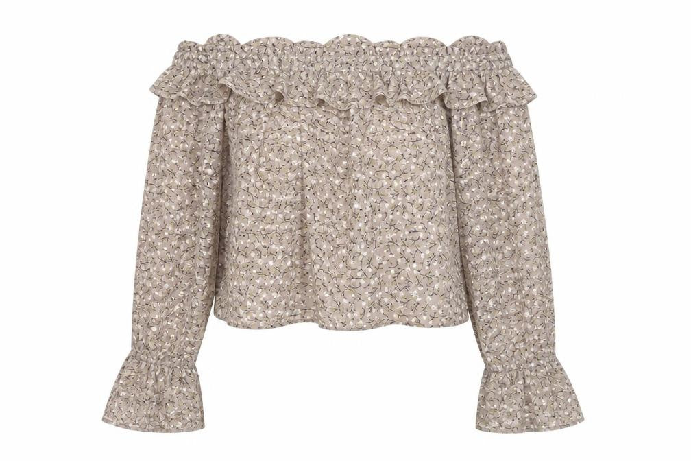In the Style Womens Pink Floral Polyester Basic Blouse Size 16 Off the Shoulder - Frills
