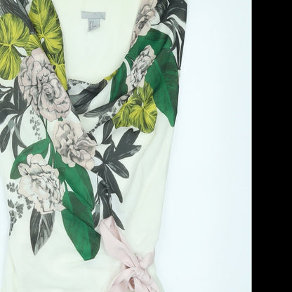 H&M Womens Multicoloured Floral Polyester Basic Tank Size 4 Cowl Neck