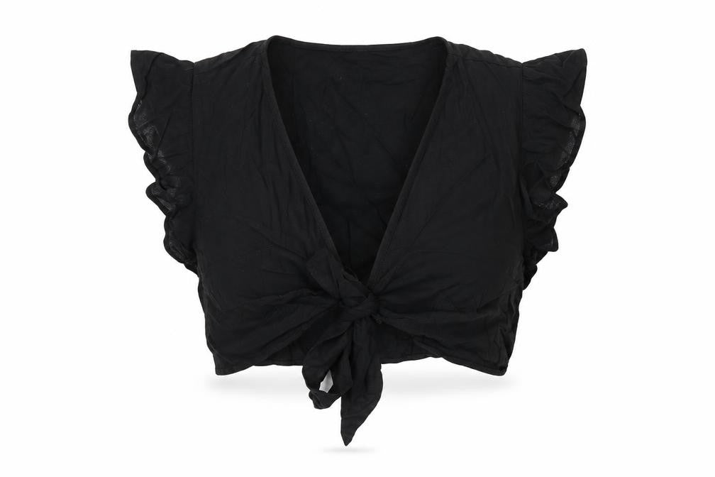 Vera Moda Womens Black Viscose Cropped Tank Size 24 V-Neck