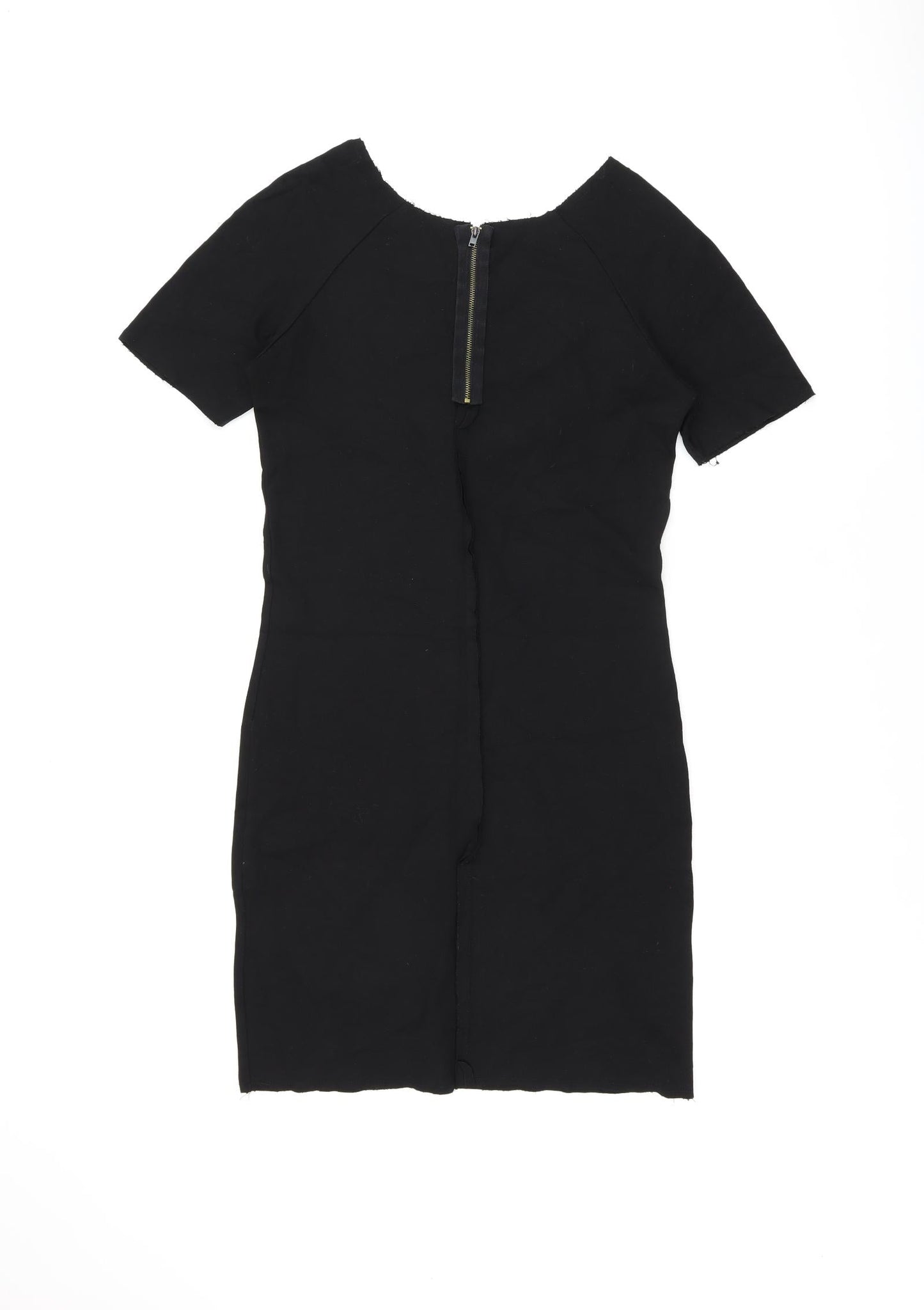 Zara Womens Black Polyester Bodycon Size M Boat Neck Zip