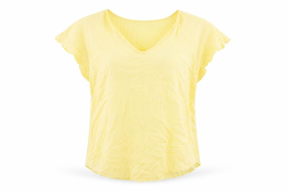Monsoon Womens Yellow Polyester Basic T-Shirt Size 22 V-Neck