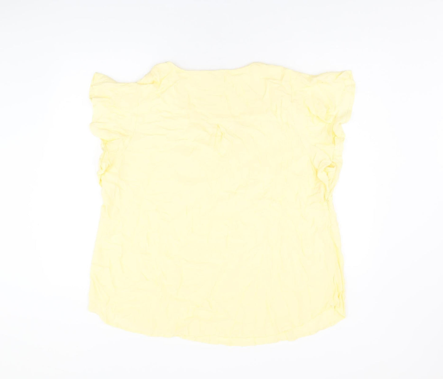 Monsoon Womens Yellow Polyester Basic T-Shirt Size 22 V-Neck