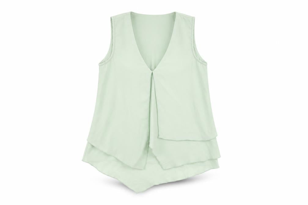 H&M Womens Green Polyester Basic Tank Size 4 V-Neck