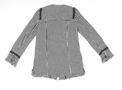 Zara Womens Black Geometric Jacket Size S Zip - Houndstooth