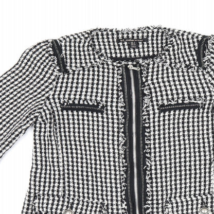 Zara Womens Black Geometric Jacket Size S Zip - Houndstooth
