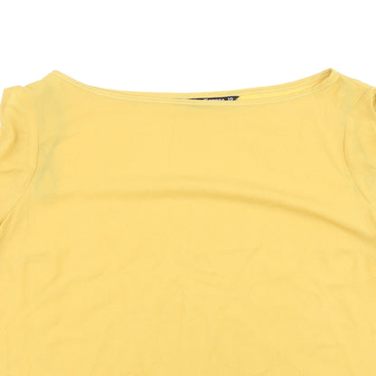 Marina Kaneva Womens Yellow Polyester Basic Blouse Size 10 V-Neck - Cold Shoulders