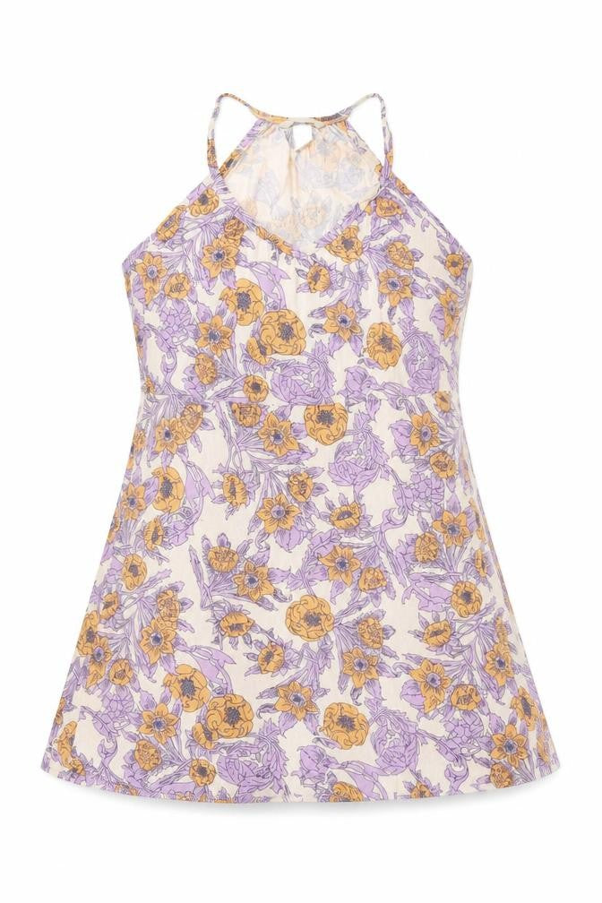 H&M Womens Purple Floral Viscose Skater Dress Size S V-Neck Pullover