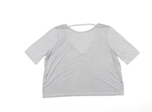 River Island Womens Grey Polyester Basic T-Shirt Size 8 Round Neck