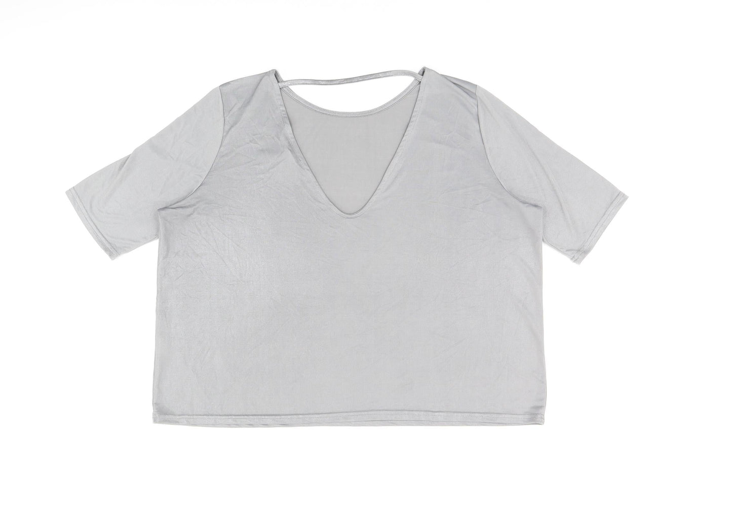 River Island Womens Grey Polyester Basic T-Shirt Size 8 Round Neck