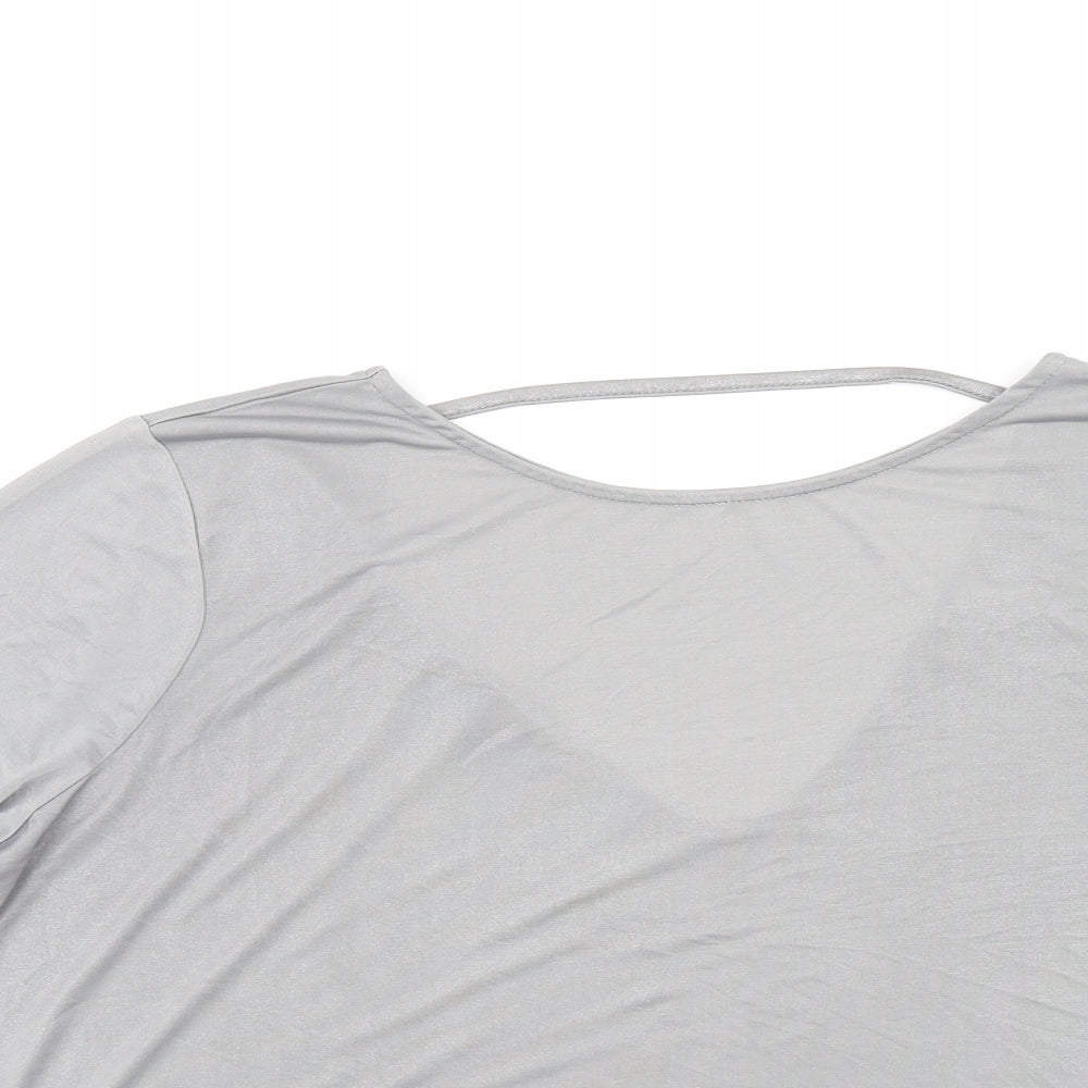 River Island Womens Grey Polyester Basic T-Shirt Size 8 Round Neck