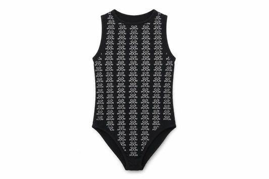 Zara Womens Black Geometric Polyamide Playsuit One-Piece Size XS Snap - Barbie