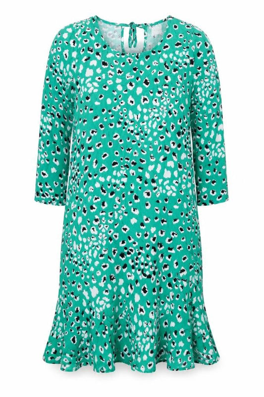 VILA Womens Green Geometric Viscose Shift Size 10 Boat Neck Tie