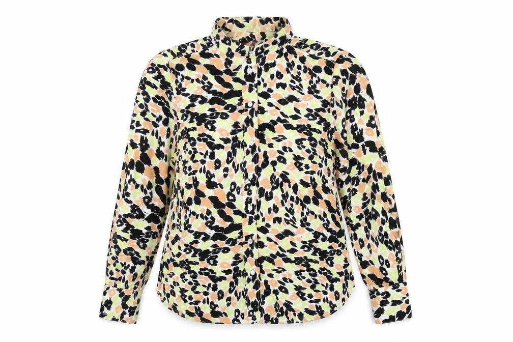 Marks & Spencer Womens Multicoloured Animal Print Polyester Basic Button-Up Size 14 Collared