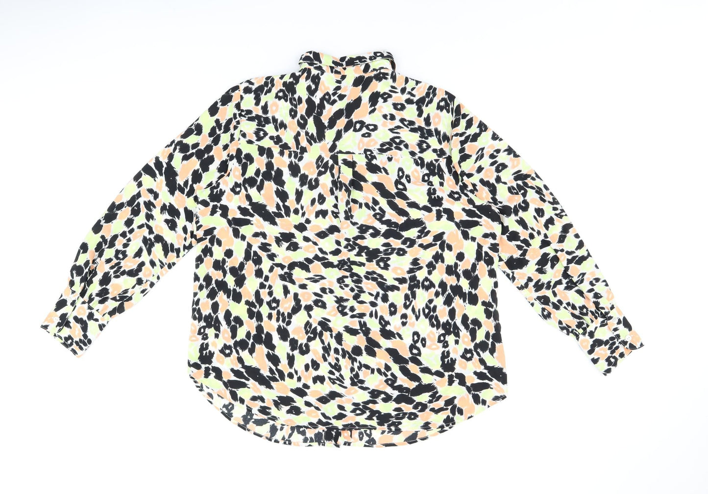 Marks and Spencer Womens Multicoloured Animal Print Polyester Basic Button-Up Size 14 Collared