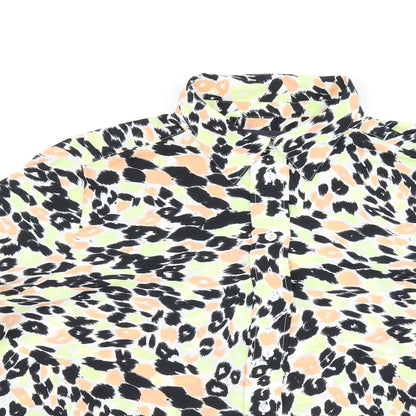 Marks & Spencer Womens Multicoloured Animal Print Polyester Basic Button-Up Size 14 Collared