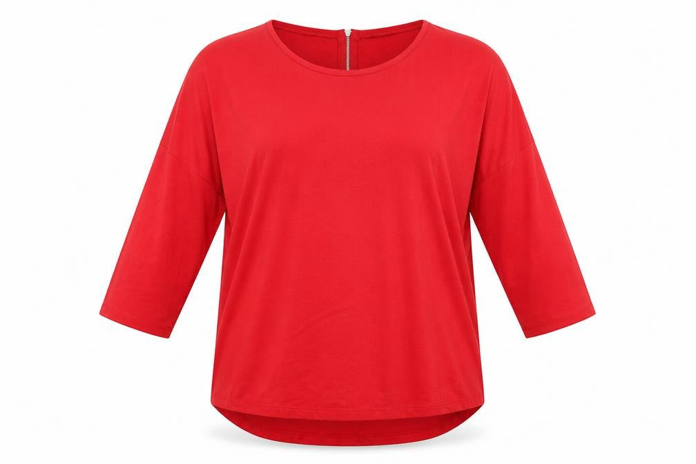 Select Womens Red Viscose Basic T-Shirt Size 12 Scoop Neck