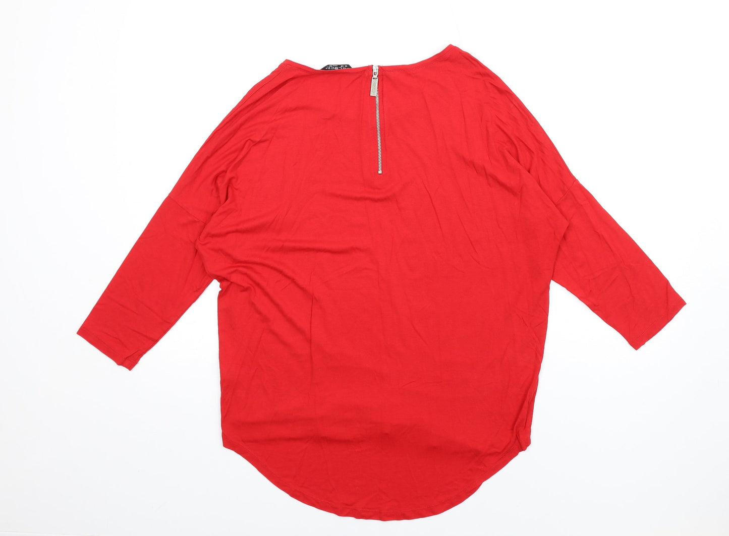 Select Womens Red Viscose Basic T-Shirt Size 12 Scoop Neck