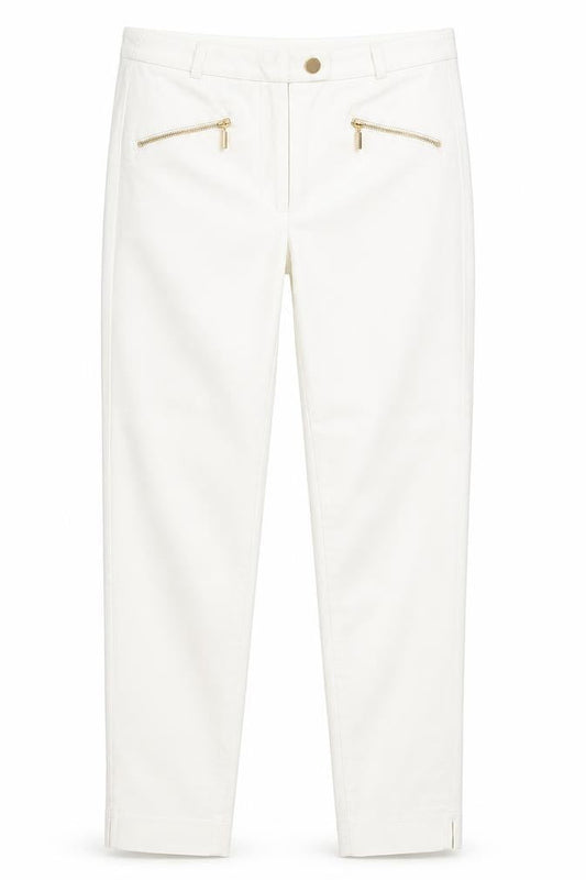 Marks & Spencer Womens White Polyester Tapered Jeans Size 10 L28 in Slim Zip