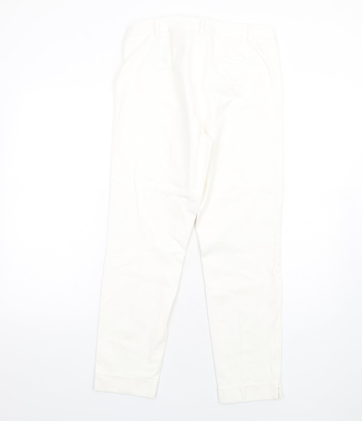 Marks and Spencer Womens White Polyester Tapered Jeans Size 10 L28 in Slim Zip