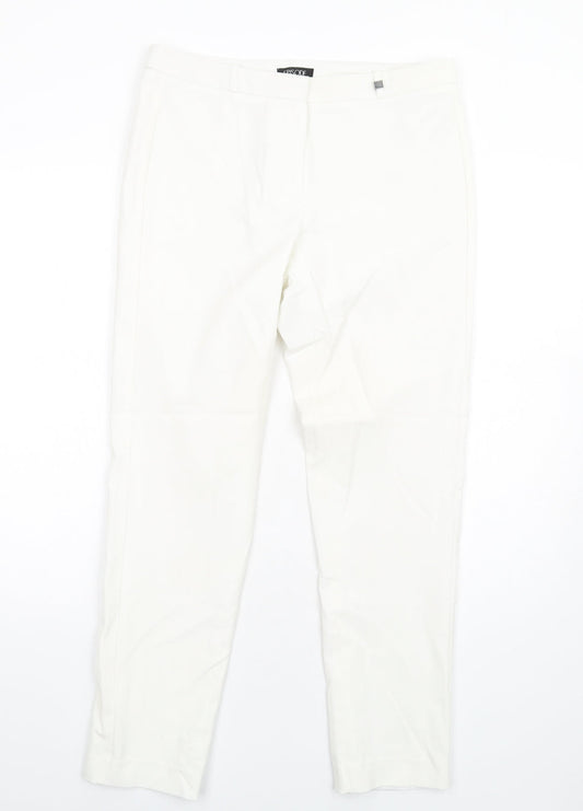 Episode Womens White Polyester Trousers Size 10 L30 in Regular Zip