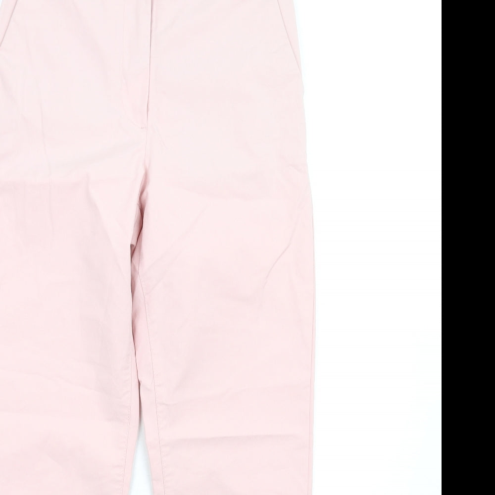 Marks and Spencer Womens Pink Cotton Trousers Size 6 L28 in Regular Zip