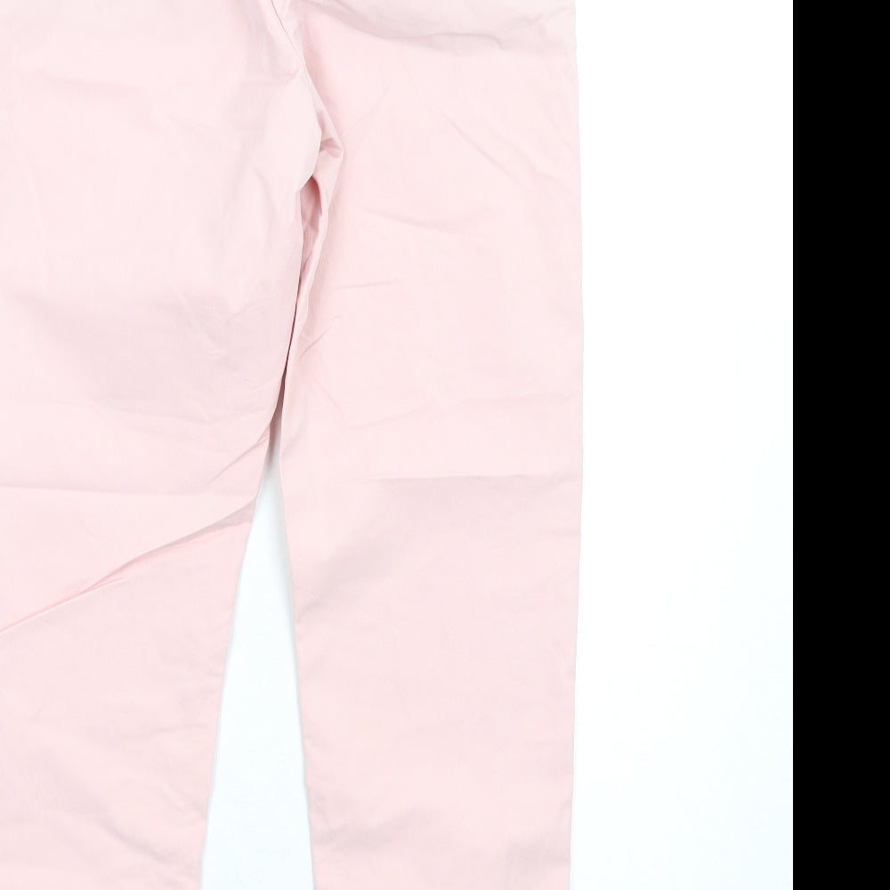 Marks and Spencer Womens Pink Cotton Trousers Size 6 L28 in Regular Zip